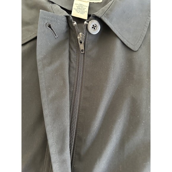 LL Bean Black Oversized Utility Jacket Women Size L Pockets Front Zipper Collar - Picture 11 of 12